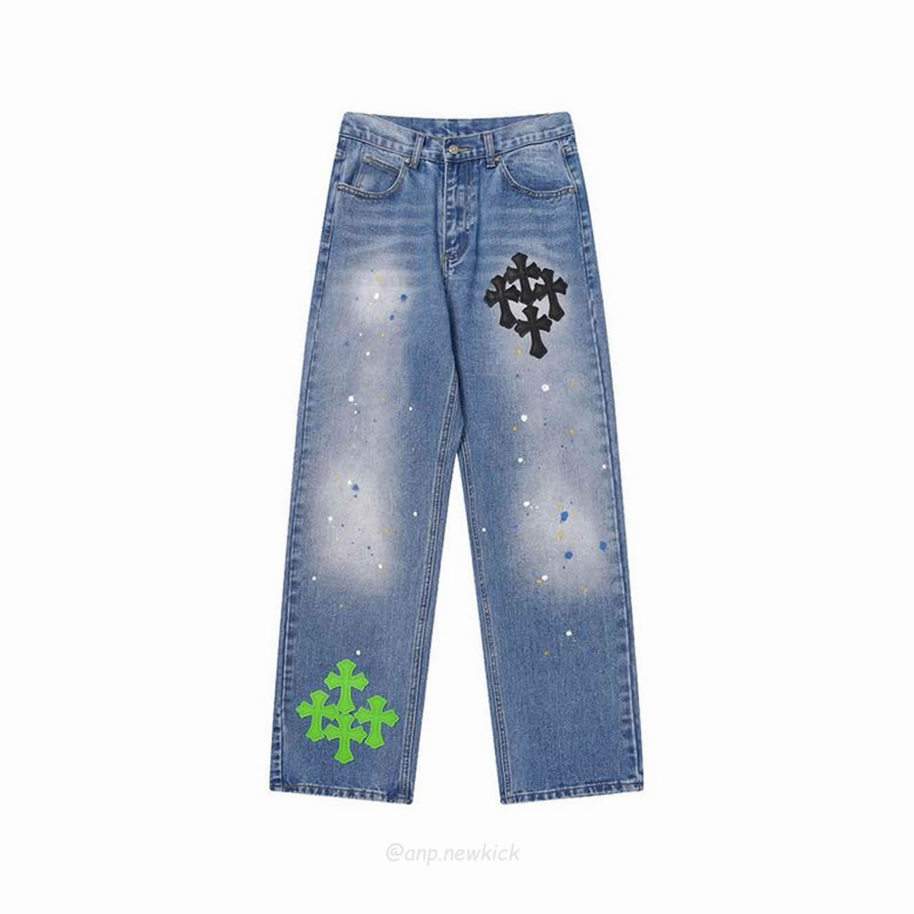 Chrome Hearts Blue Speckle Jeans Cross (2) - www.newkick.org